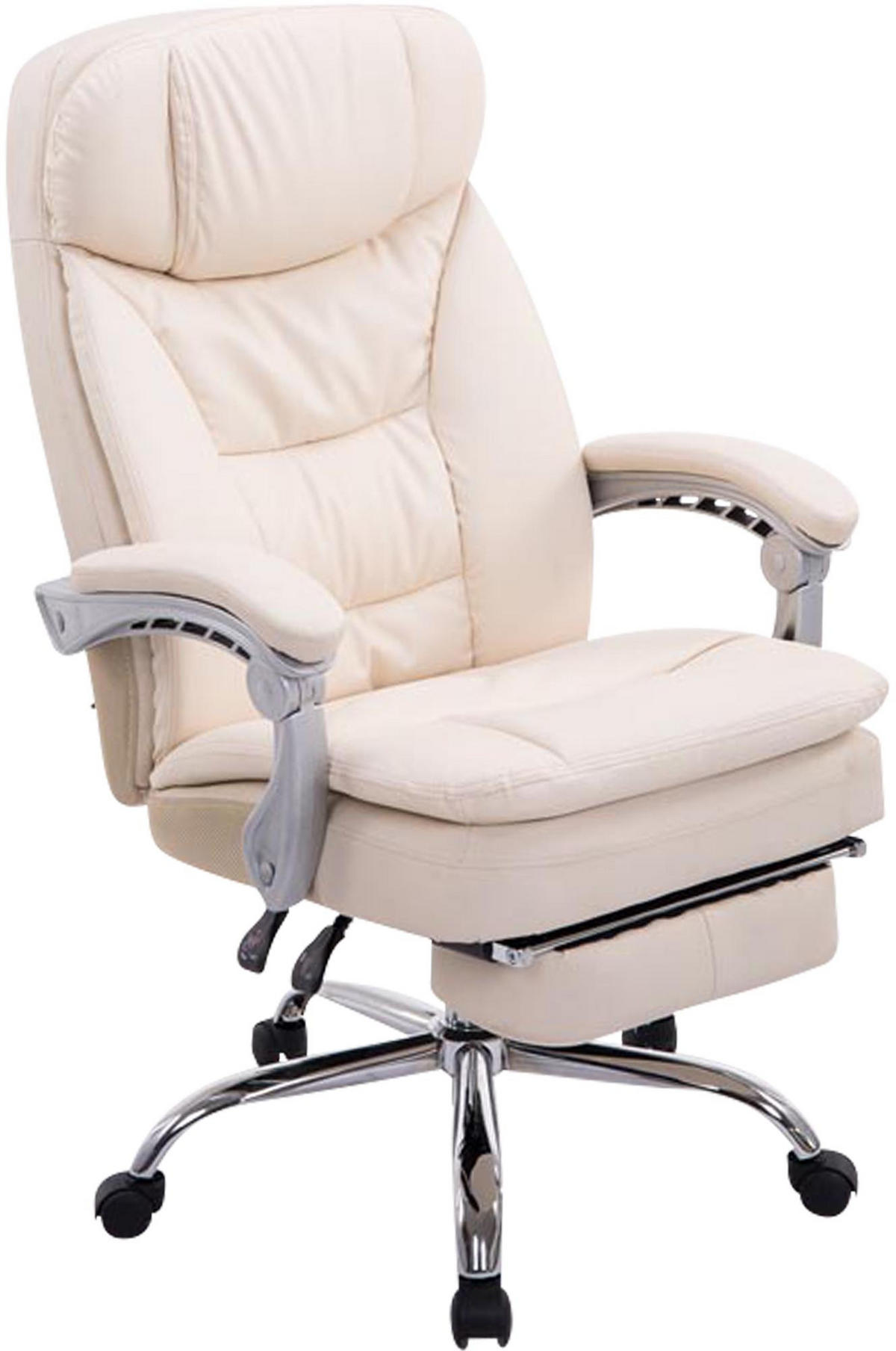 CHEFSESSEL Lederlook Creme - Chromfarben/Creme, Textil/Metall (67/112/67cm) - CLP