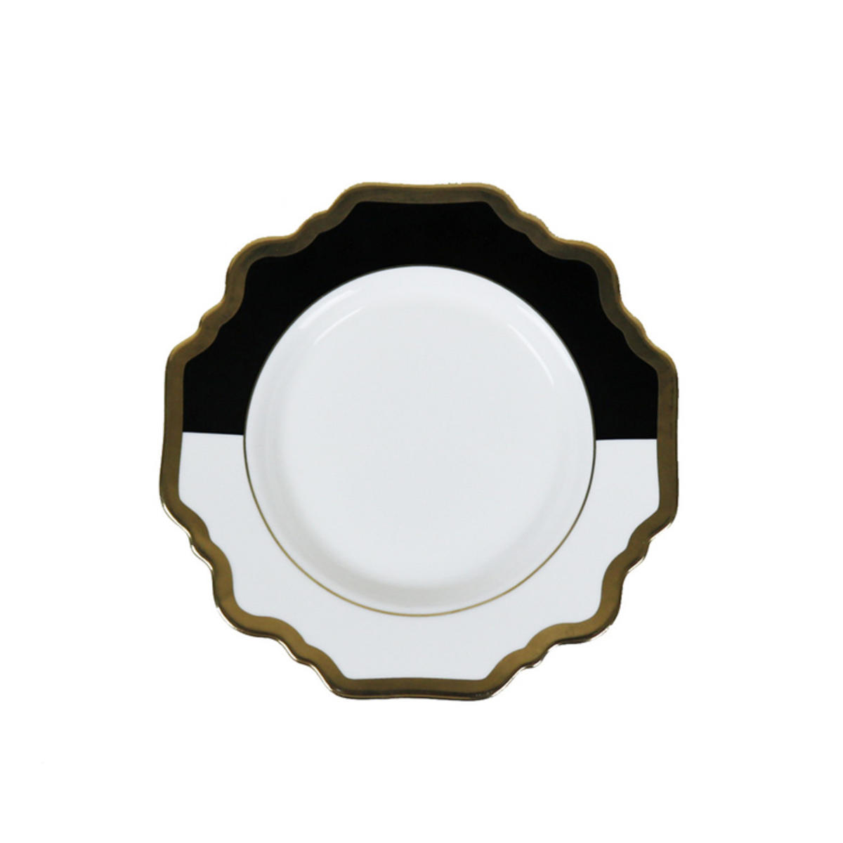 TELLERSET Schwarz Weiß Gold Bone China 4tlg Ø33 Ø27 Ø22 Ø16 cm - Weiß, Keramik (33/33/3cm) - Quality Elegance