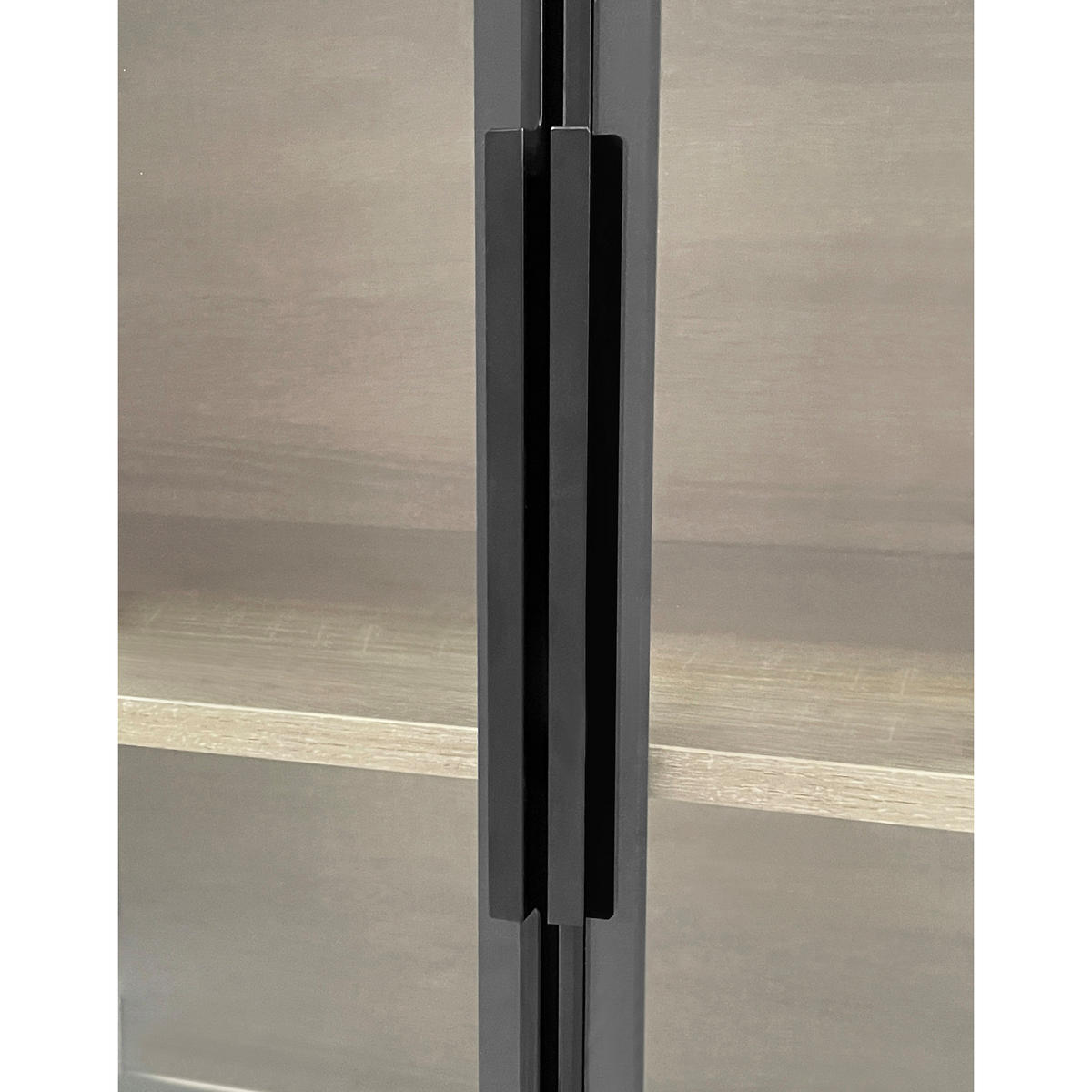 VITRINE in Naturfarbe Highboard mit Lichtleiste und Schubladen für Badezimmer, B74/T36/H155 cm - Transparent/Naturfarben, Glas/Holzwerkstoff (74/155/36cm) - STILVORA