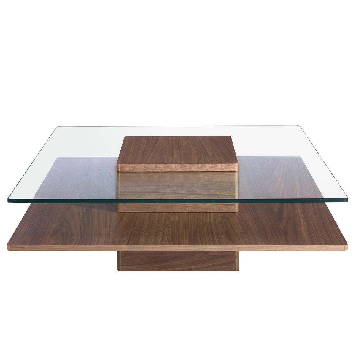 COUCHTISCH Quadratisch Glas , Walnuss 100/100/35 cm - Transparent/Nussbaumfarben, Glas/Holz (100/100/35cm) - ANGEL CERDA