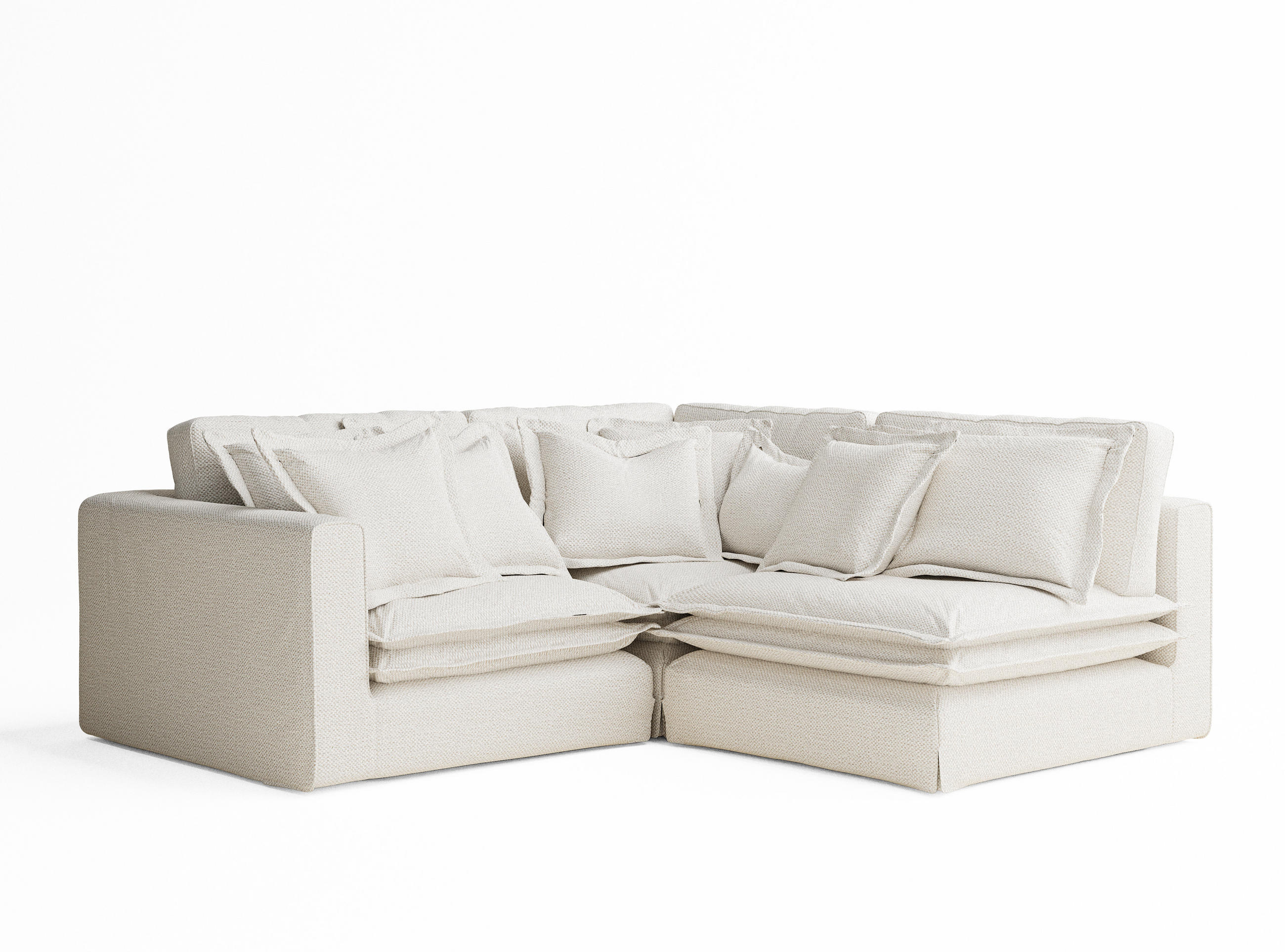 ECKSOFA Amalfi Creme Chenille-Stoff - Creme/Schwarz, Holz/Holzwerkstoff (238/222cm) - Maison de Reve