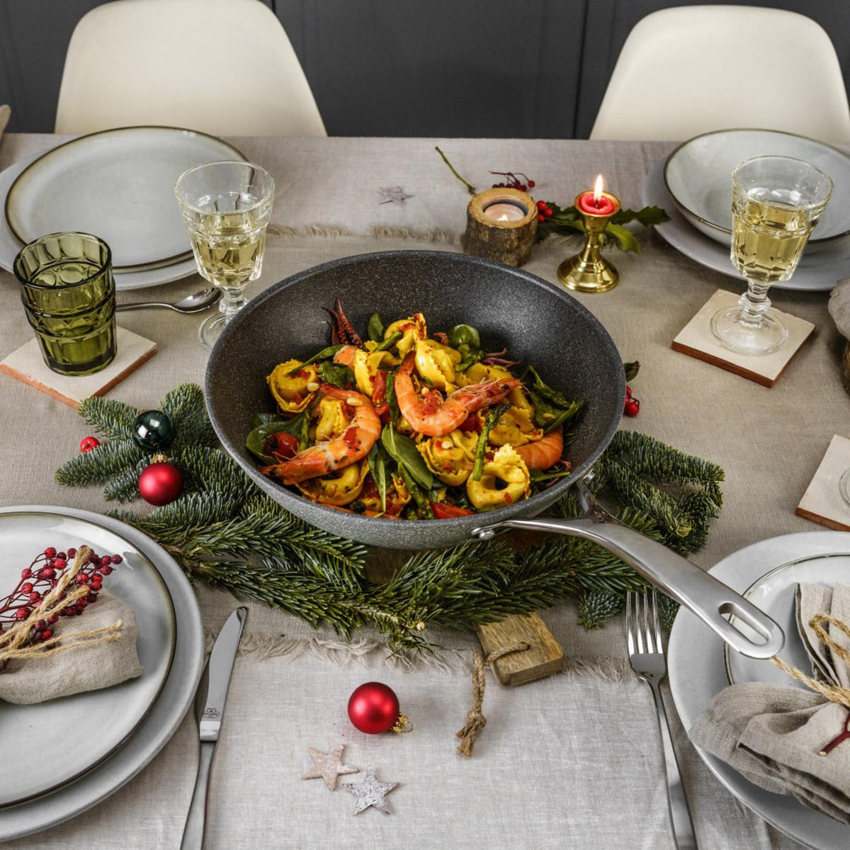 WOK Grau 50/31/10 cm 750028150 - Grau, Metall (30cm) - Ballarini