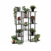 BLUMENTREPPE 6 Etagen Metall/Holz Schwarz 96/22/100 cm - Schwarz, Metall (96/100/22cm) - DanDiBo