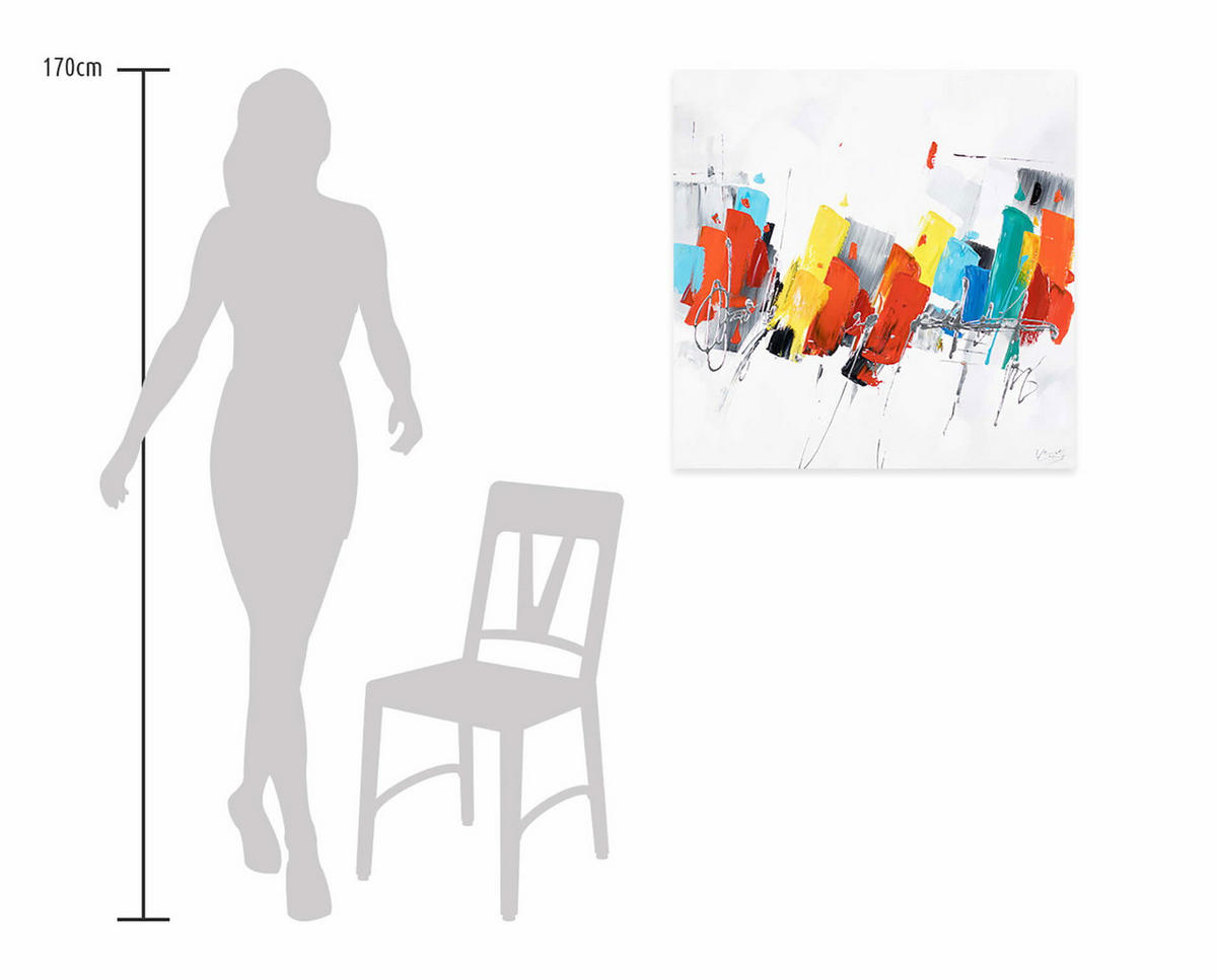 ÖLGEMÄLDE 80/80 cm - Multicolor/Weiß, Holz/Textil (1.6/80cm) - KUNSTLOFT