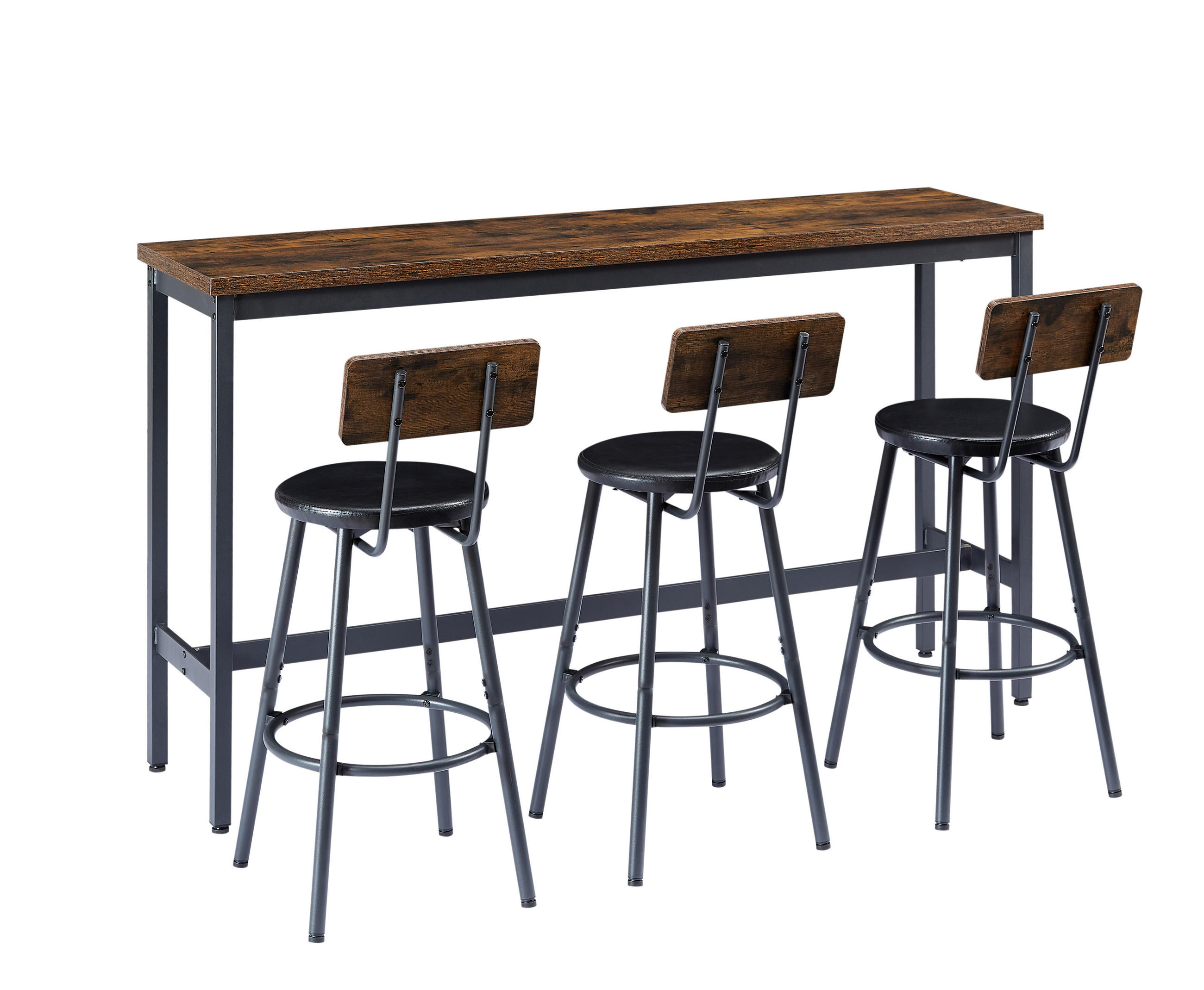 BARTISCH-SET DE-39321 3-teilig mit PU-Barhockern Braun - Braun, Holzwerkstoff (160/94.5/40cm) - ComfortXL