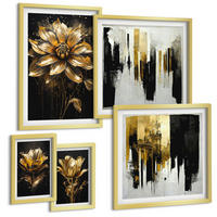 BILDER SET 5er Set - 50x50 cm & 20x30 cm & 40x60 cm Goldrahmen - Blumenbrücke – Lebensinspiration - Goldfarben, Kunststoff (40/60cm) - TULUP