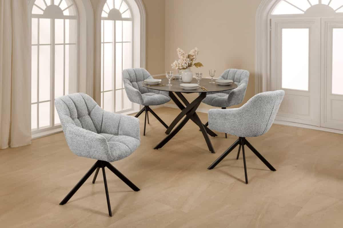 STUHL PAPILLON Bouclé Grau 85 cm - Schwarz/Grau, Textil/Metall (65/83/66cm) - riess-ambiente