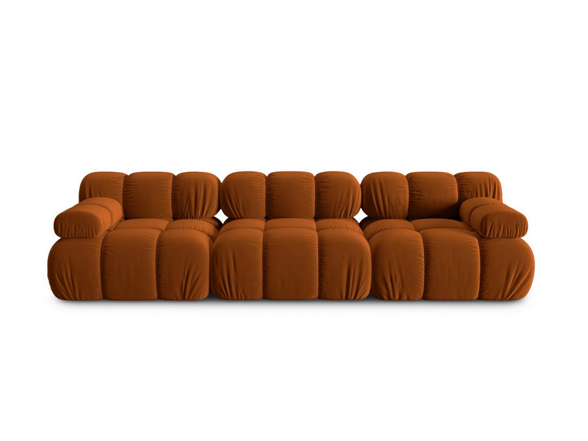 MODULARES-SOFA Bellis aus Samt terrakotta 3 Sitzplätze - Terracotta, Textil (94/63/282cm) - Micadoni