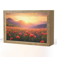 TISCHLEUCHTE Landschaft - Sonnenuntergang - Blumenfeld 30x20 cm - Dunkelblau, Holzwerkstoff (8/30/20cm) - OnlyWow