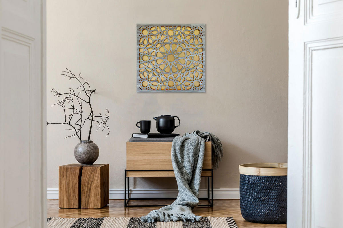 METALLBILD Gold 80/80 cm - Silberfarben/Goldfarben, Metall (3/80cm) - KUNSTLOFT