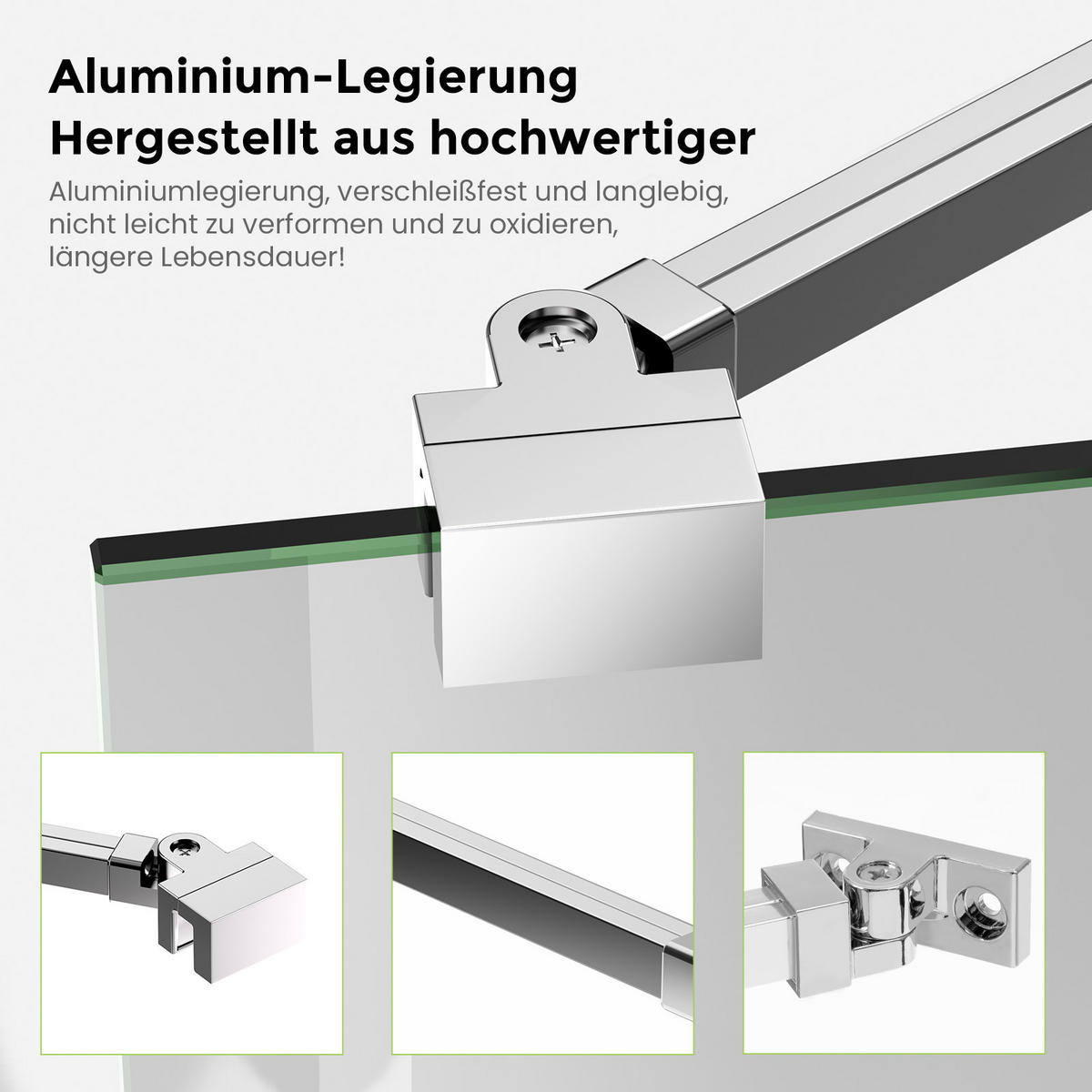 STABILISIERUNGSSTANGE 50 cm für Duschwand aus Aluminium 6–8 mm mit 180°-Gelenk - Chromfarben, Metall (4.2/50cm) - S'AFIELINA