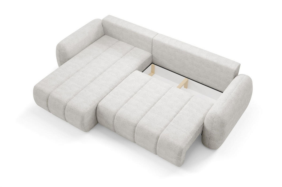 ECKSOFA Caria Mit Schlaffunktion - Weiß, Holzwerkstoff/Textil (304/190cm) - Fun Möbel