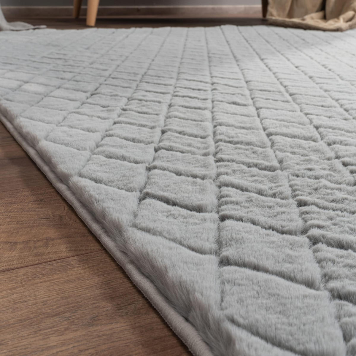 HOCHFLORTEPPICH, mit Struktur, Florhöhe 22 mm, Grau, 160 x 220 cm - Grau, Textil (160/220cm) - KADIMA DESIGN