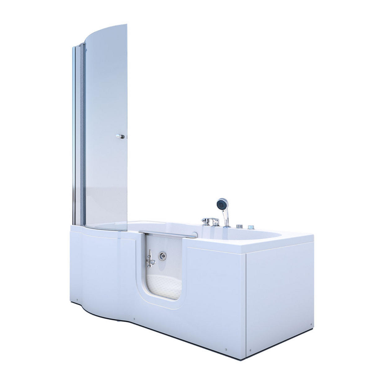 SENIORENDUSCHE Whirlpool mit Tür S12D-EH-WP-R-EC - Weiß, Glas/Kunststoff (170/200/85cm) - AcquaVapore by Sandra Jentho