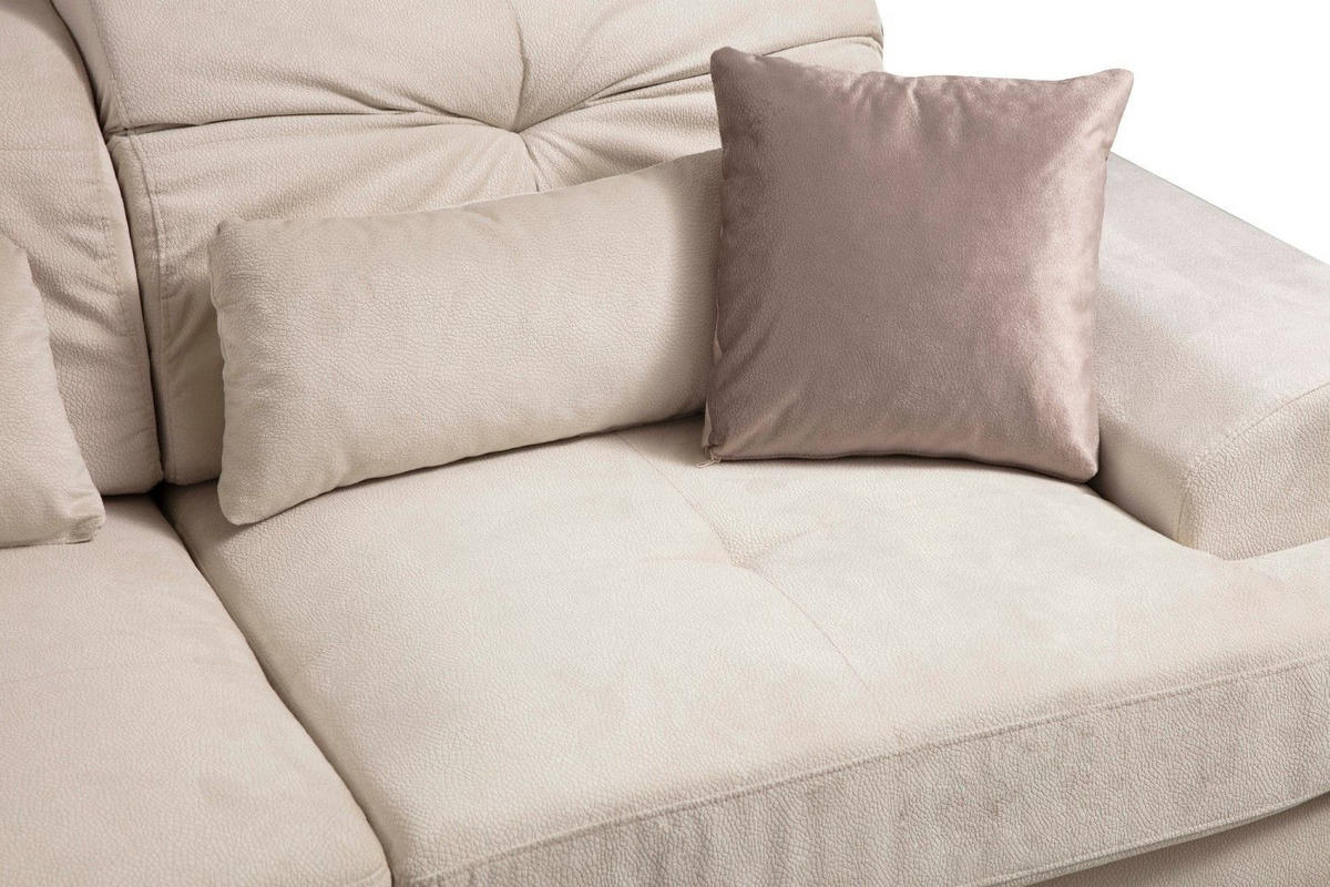 ECKSOFA mit verstellbarer Rückenlehne - Beige/Creme, Holz/Textil (304/190cm) - myHomelando