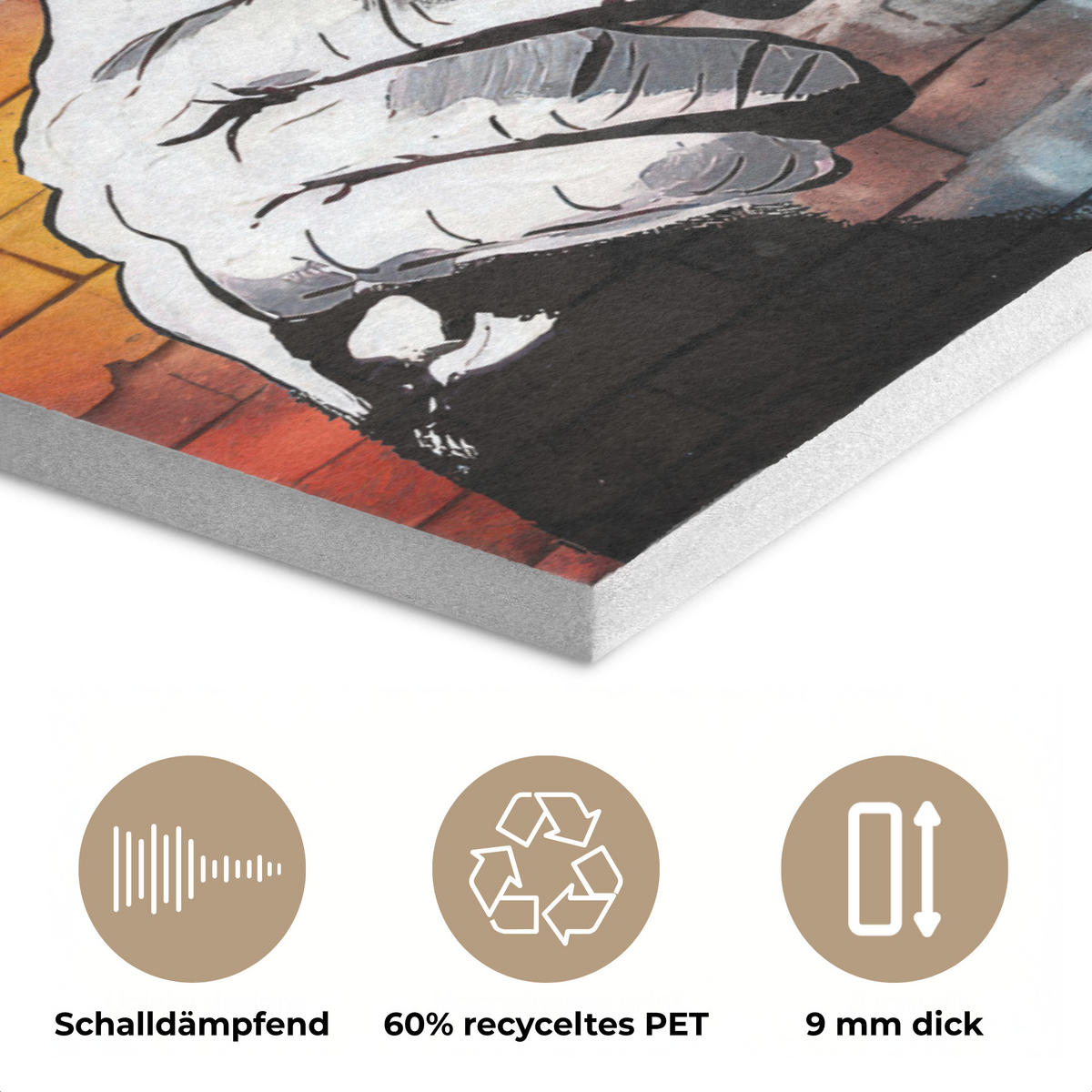 AKUSTIKPANEEL Affe - Graffiti - Musik 100x70 cm - Multicolor, Textil (100/0.9/70cm) - MuchoWow