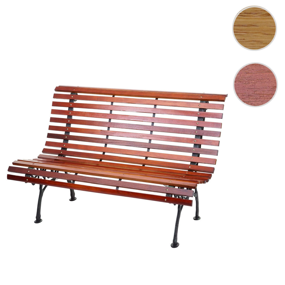 GARTENBANK 2-SITZER Schwarz, Teak Dekor - Schwarz/Teakfarben, Holz (122/80/70cm) - MCW