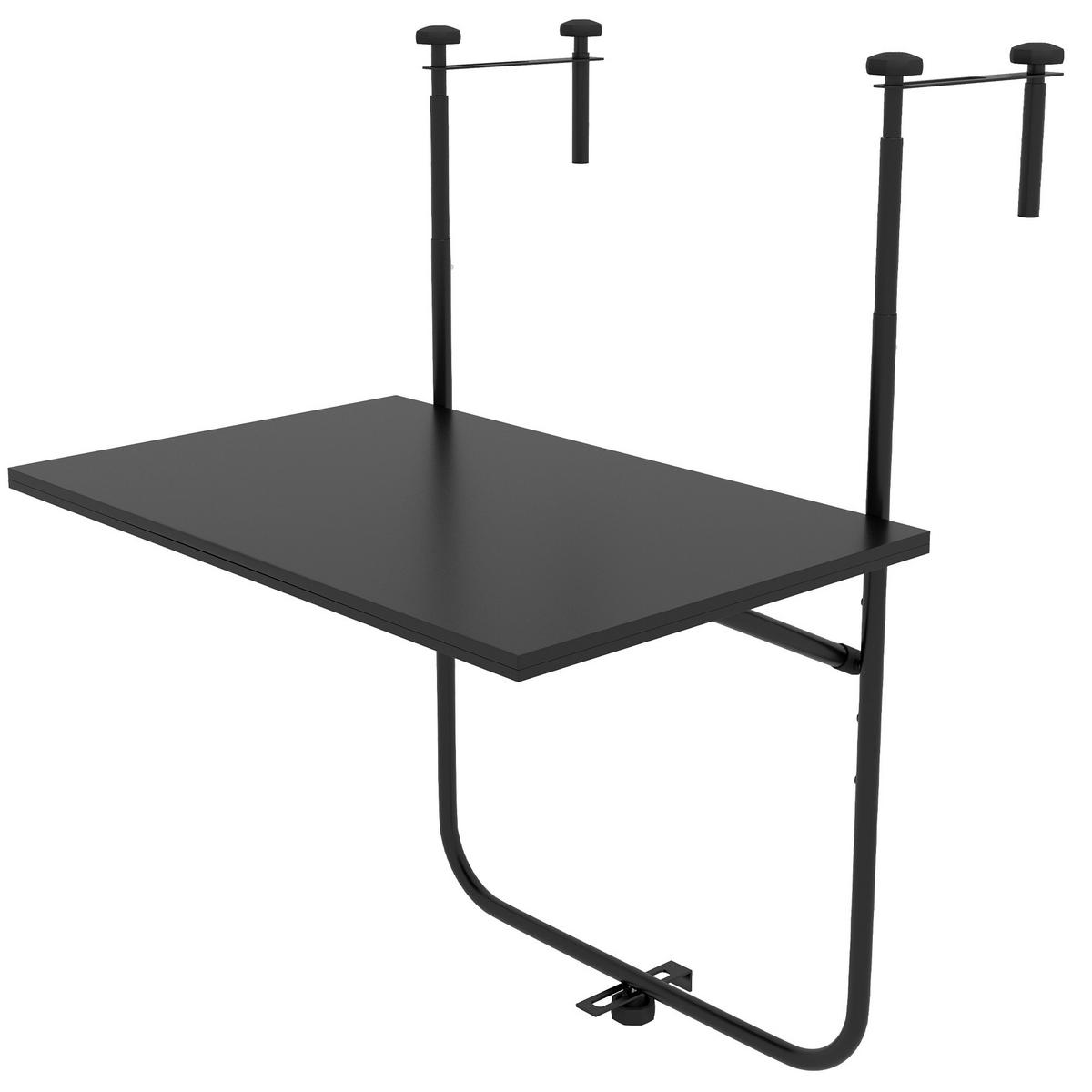 BALKONTISCH DE-07746 klappbar, verstellbar Schwarz - Schwarz, Metall (62/60/85.5cm) - ComfortXL