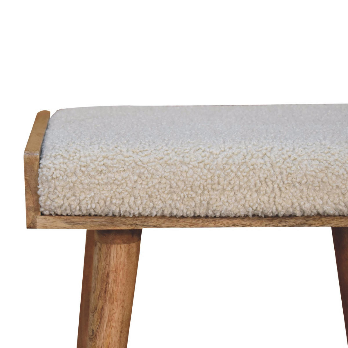 FUSSHOCKER Bouclé Creme Tablett-Stil, Nordische Beine - Beige, Holz (50/52/35cm) - Artisan Furniture