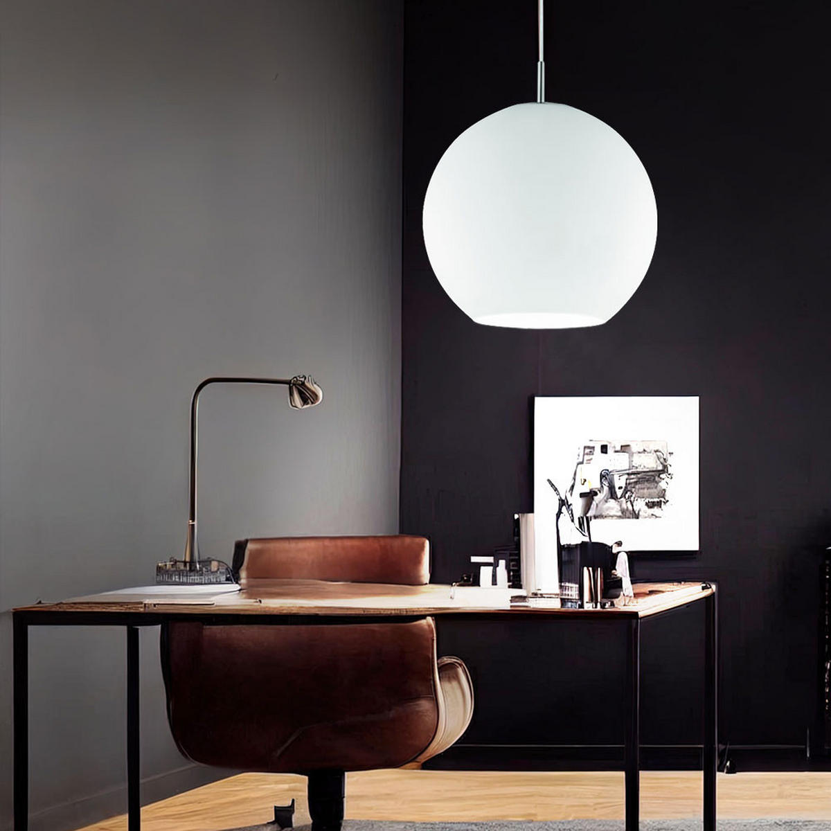 HÄNGELEUCHTE Glas Nickel Weiß MOON - Weiß, Glas (30/30/150cm)