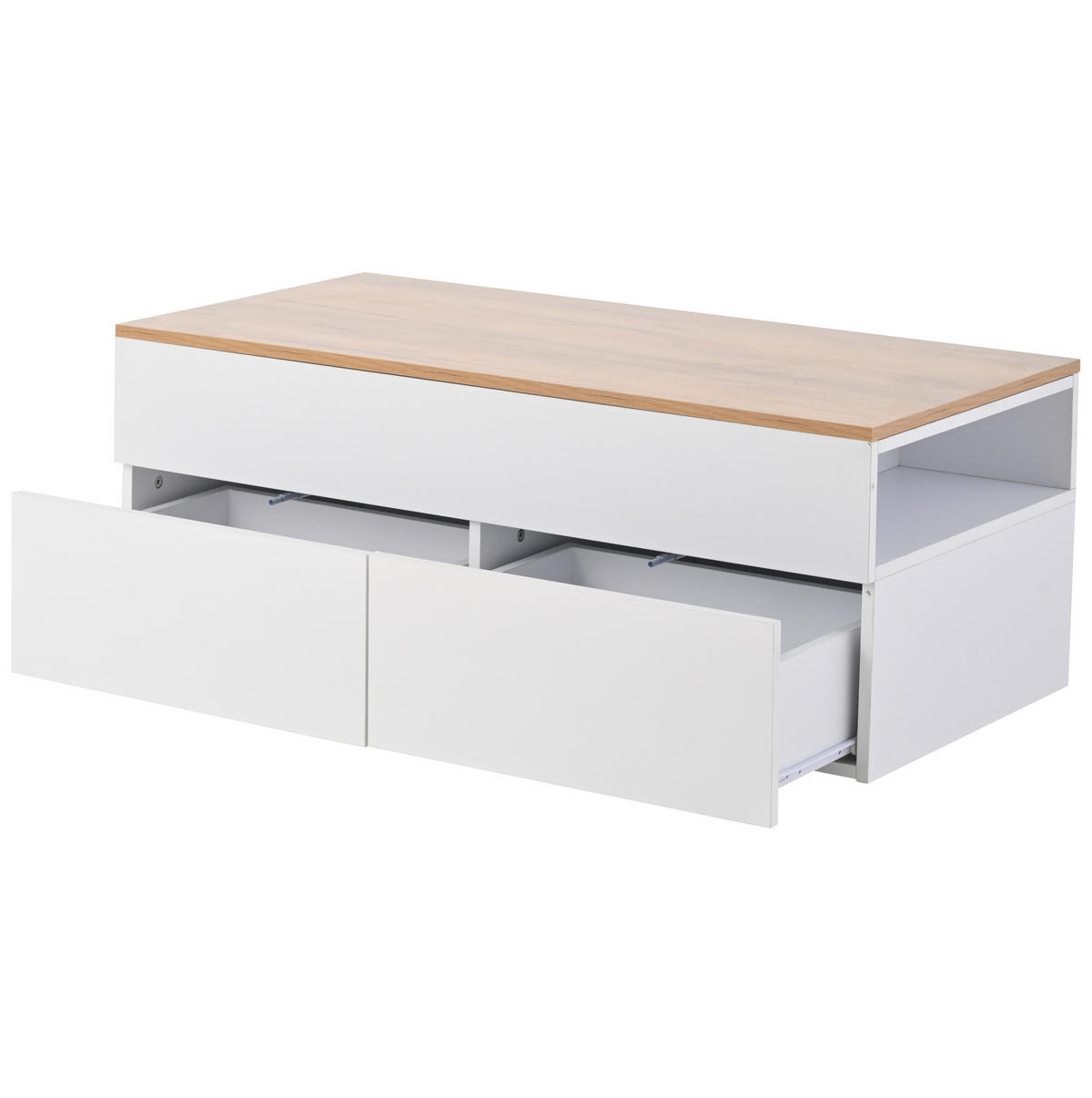 COUCHTISCH höhenverstellbar 100 x 50 cm Weiß Holzoptik - Weiß, Holzwerkstoff (100/50/40cm) - Meubliv