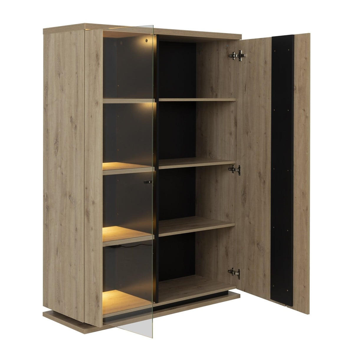 GESCHIRRSCHRANK 2-türiger mit Beleuchtung 120/170/45 cm - Eschefarben, Holzwerkstoff (120/170/45cm) - Calicosy