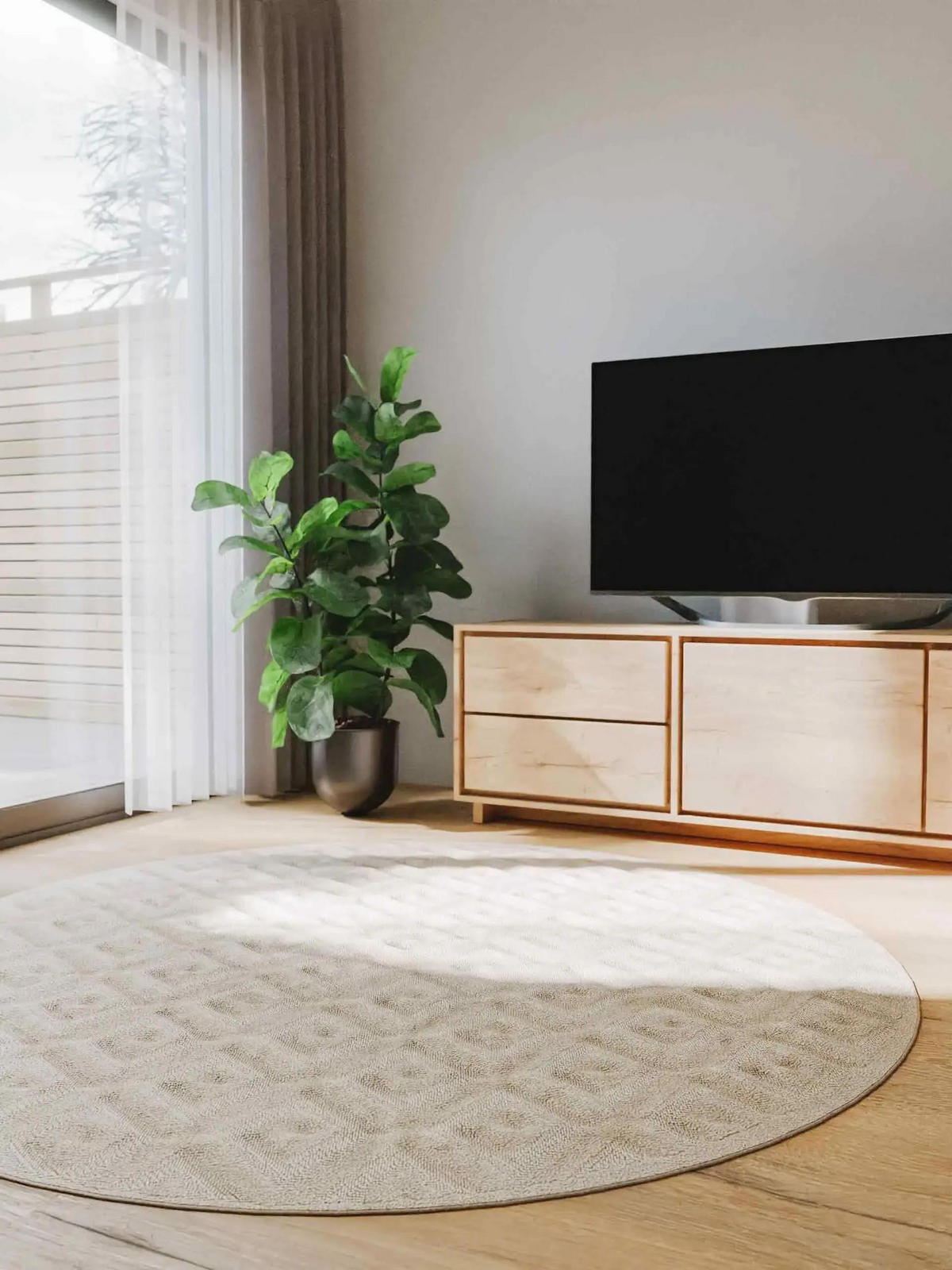 TEPPICH Leo Cream ø 200 cm rund - Creme, Kunststoff (200/200cm) - benuta