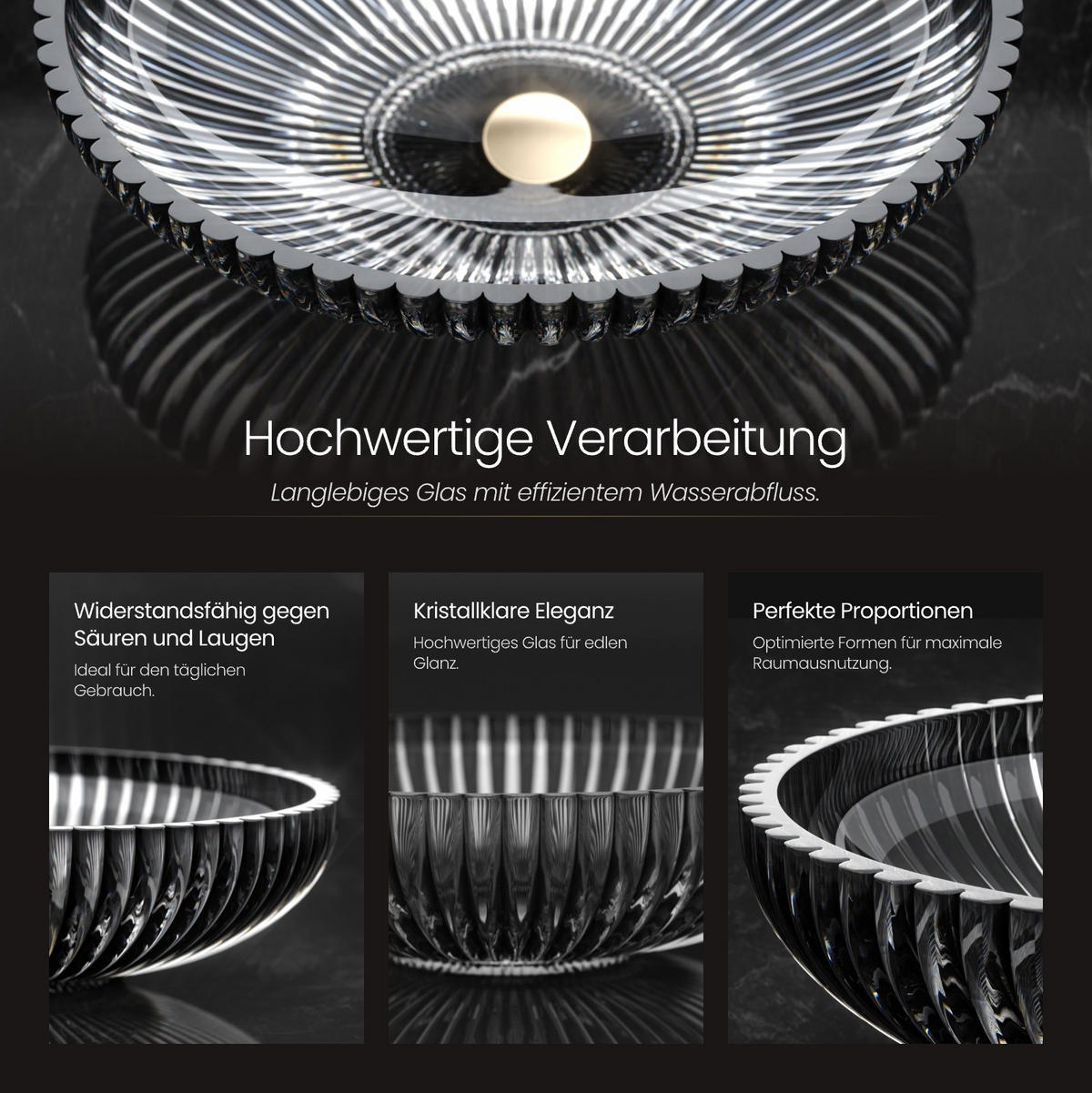 WASCHBECKEN Schwarzes Glas Oval 51/ 35/ 15 cm - Schwarz, Glas (35/15/51cm) - EMKE