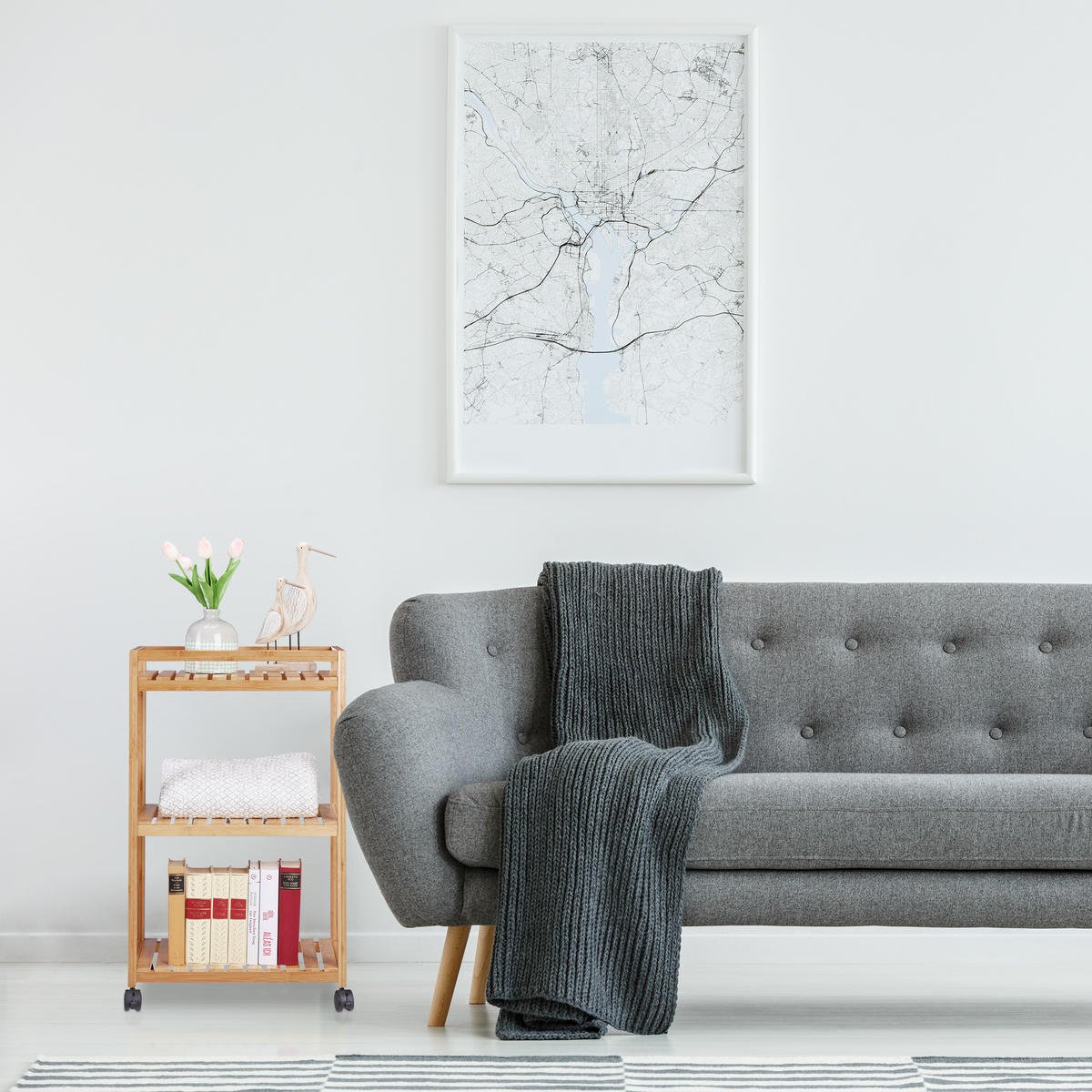 SERVIERWAGEN - Hellbraun, Holz/Kunststoff (47/77/32.5cm) - Relaxdays