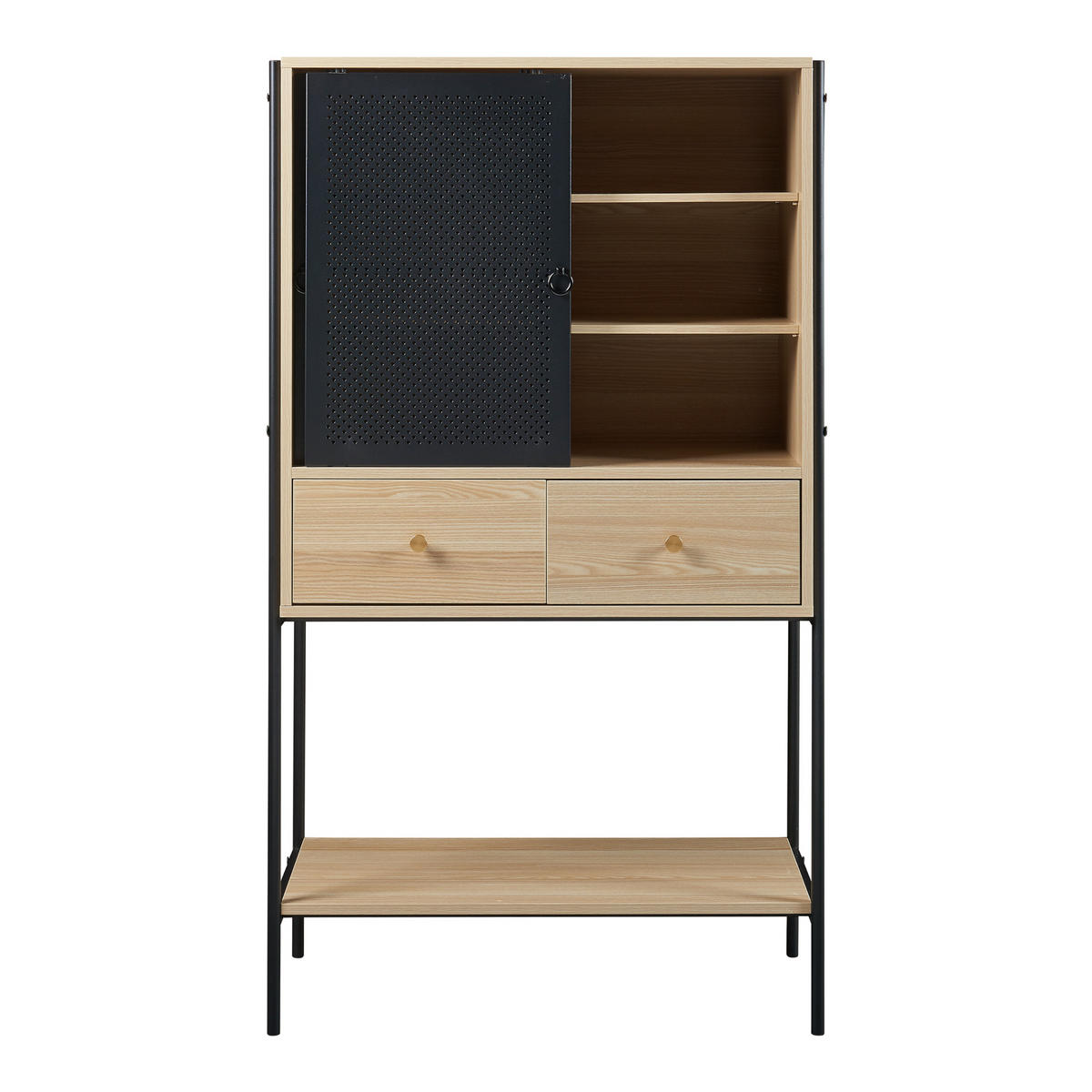HIGHBOARD Tysnes - Eichefarben/Schwarz, Holzwerkstoff/Metall (40/140/80cm) - [en.casa]