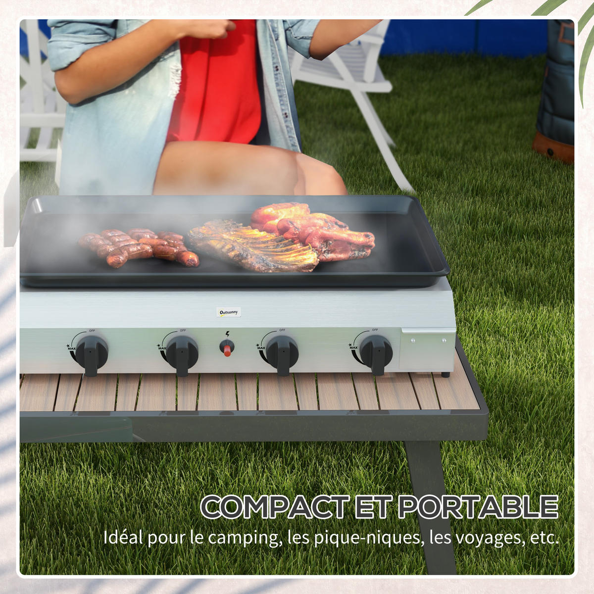 PLANCHA DE-18614 4 Brenner, 9,6 kW - Silberfarben, Metall (44.5/19/77cm) - ComfortXL