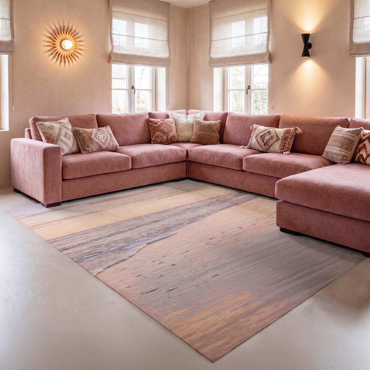 TEPPICH - Strand - Brandung - Wolken - 150x230 cm - Hellrosa, Kunststoff/Textil (150/0.4cm) - OnlyWow