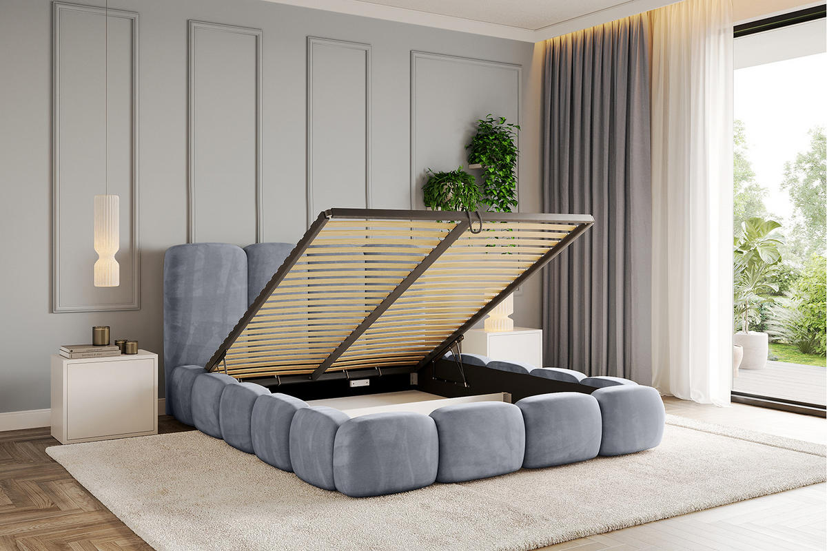 POLSTERBETT mit Bettkasten und Lattenrost, Boxbett ohne Matratze - KALA 180x200 Grau - Grau, Holzwerkstoff/Textil (180/200cm) - ALTDECOR