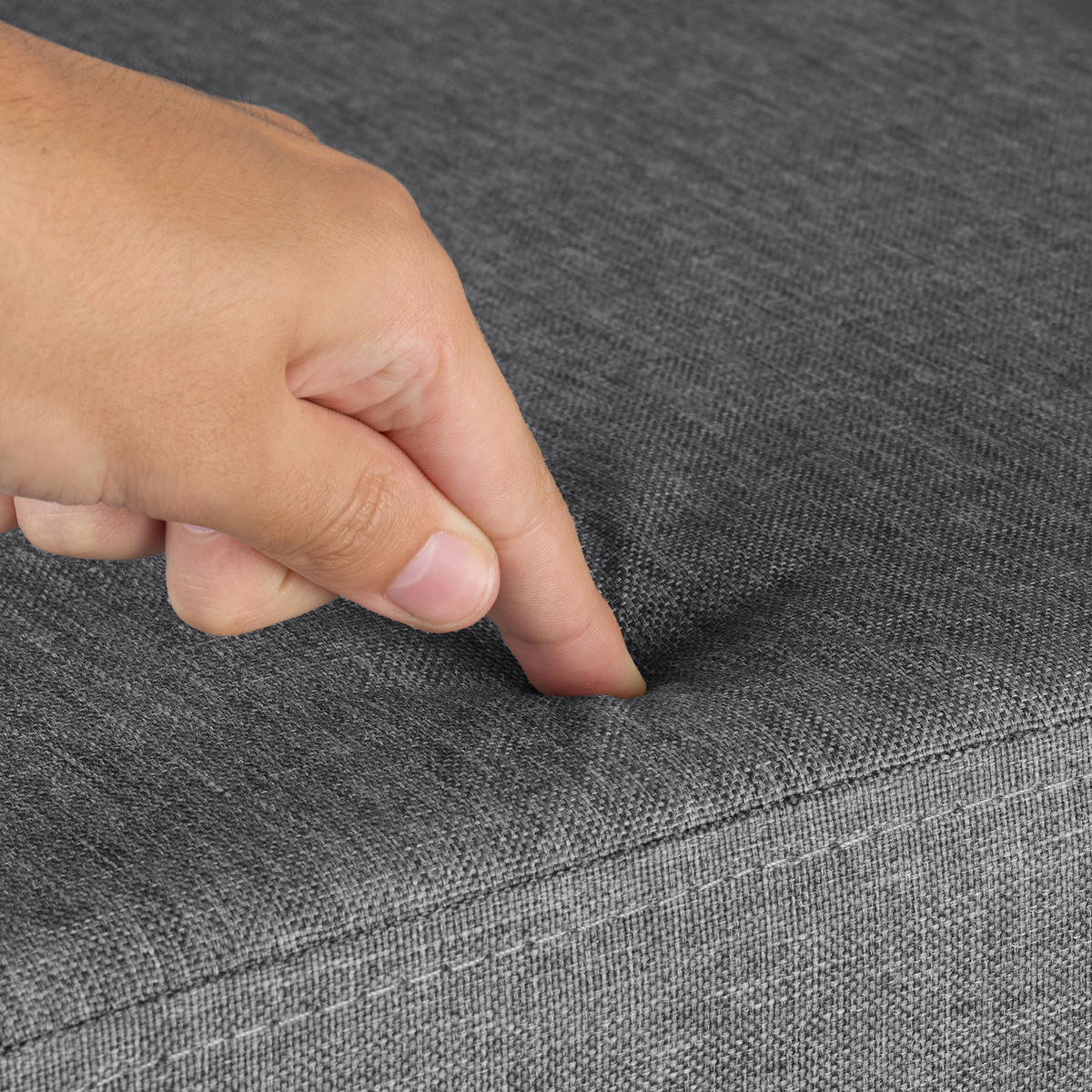 SITZHOCKER - Anthrazit, Textil (37/39/37cm) - Relaxdays