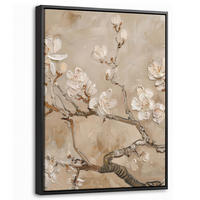 LEINWAND Bilder mit Rahmen - Blumen - Modern - Beige - Weiß - Blüte - 30x40 - Beige, Textil (30/40cm) - MuchoWow
