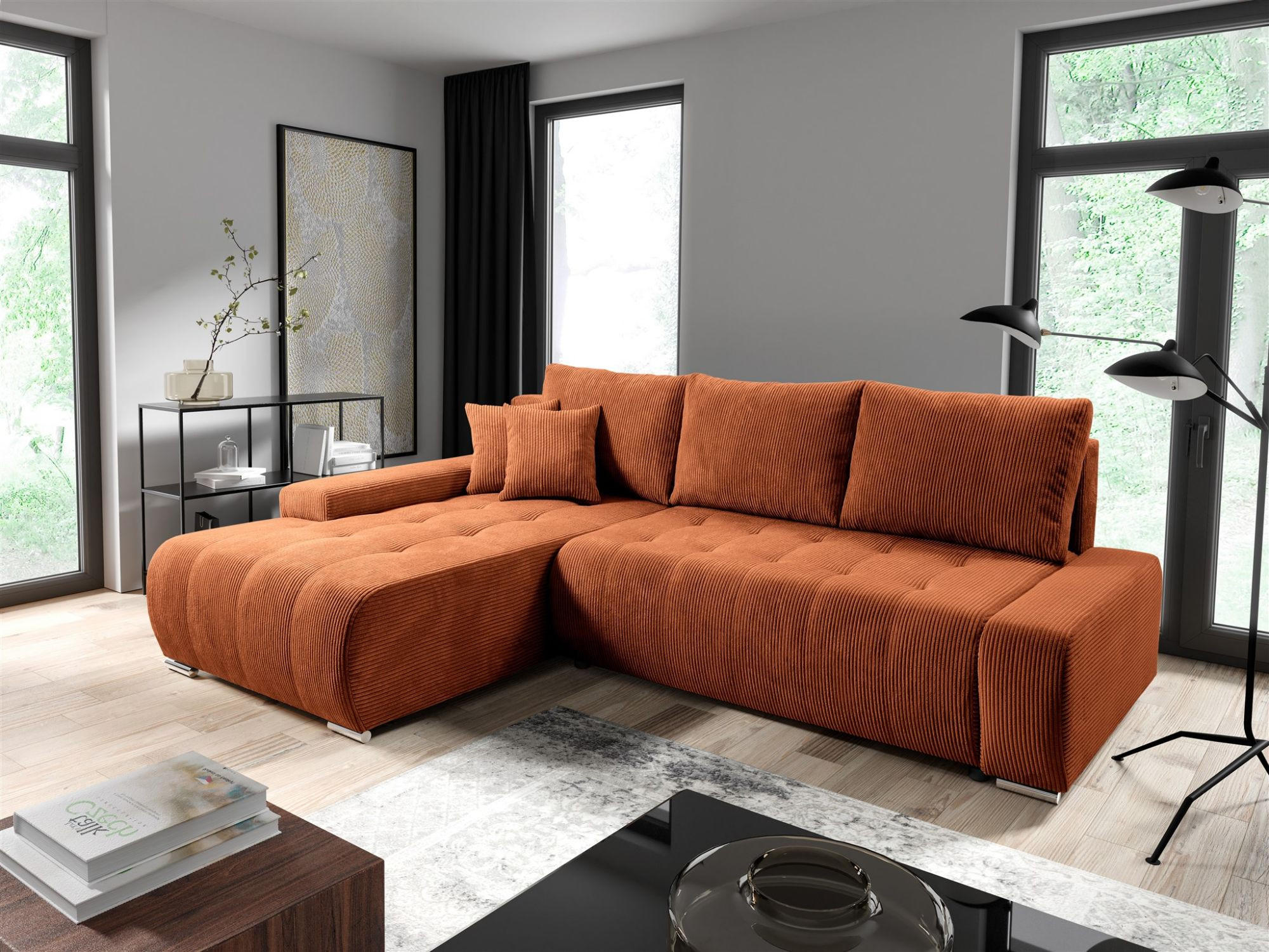 ECKSOFA Vogar In Poso - Rotbraun, Holzwerkstoff/Textil (265/185cm) - Fun Möbel