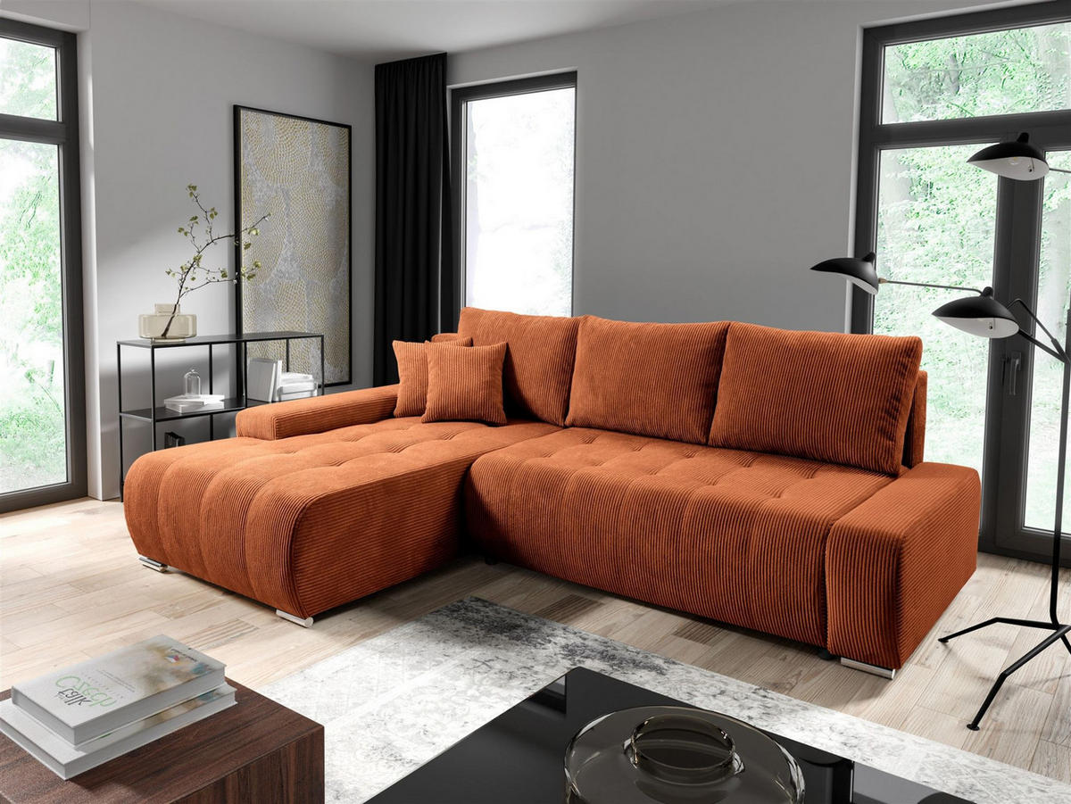 ECKSOFA Vogar In Poso - Rotbraun, Holzwerkstoff/Textil (265/185cm) - Fun Möbel