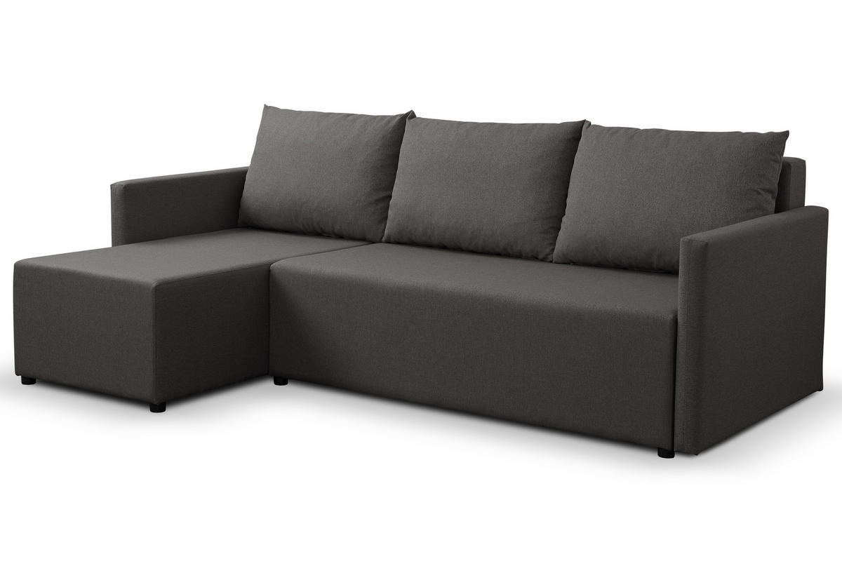 ECKSOFA Solid mit Schlaffunktion und Bettkasten - Dunkelgrau, Holz/Holzwerkstoff (217/138cm) - Ravio