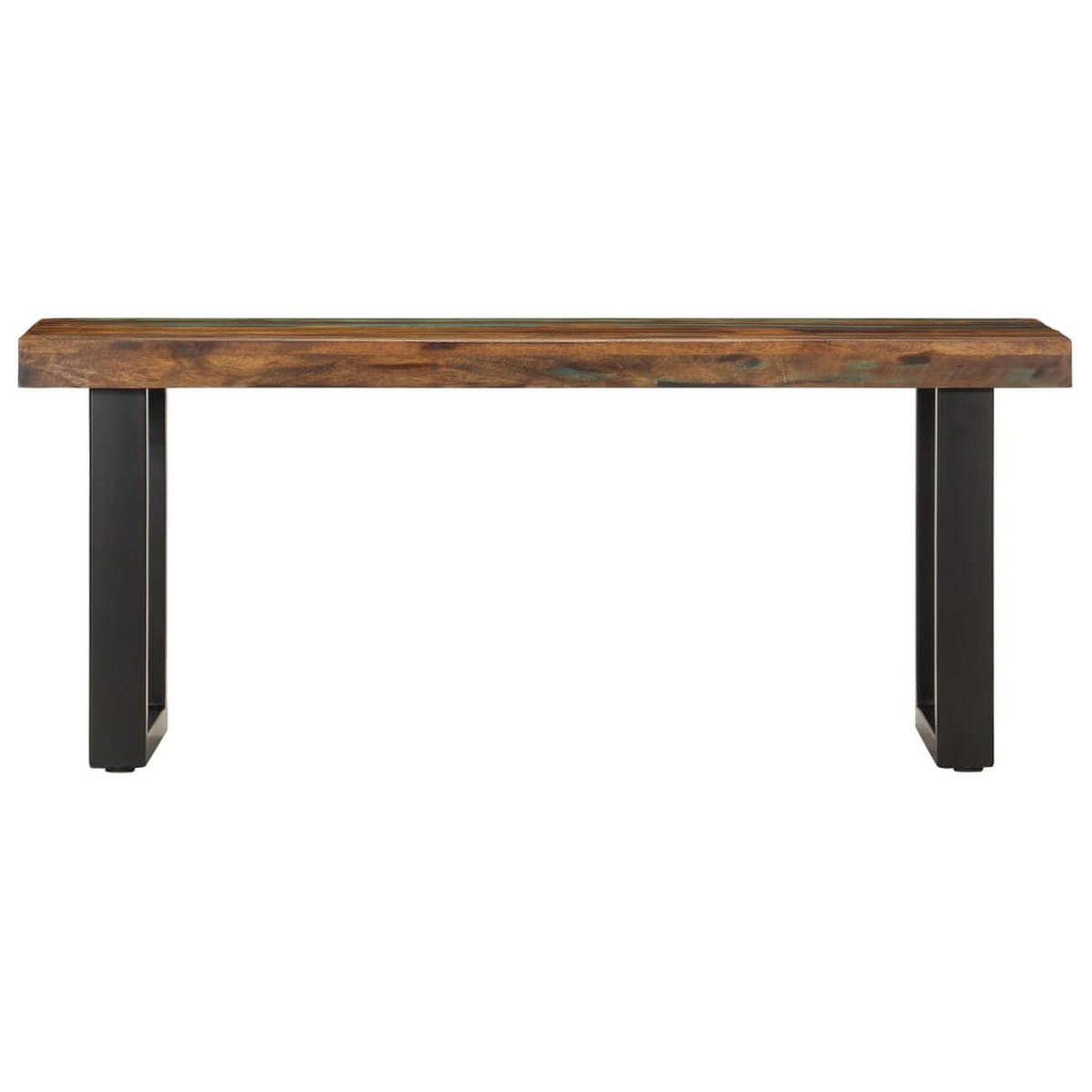 SITZBANK mit U-förmige Metallfüße, 110/35/46 cm, aus Recyceltes Massivholz, in Braun und Schwarz - Braun, Holz (110/46/35cm) - vidaXL