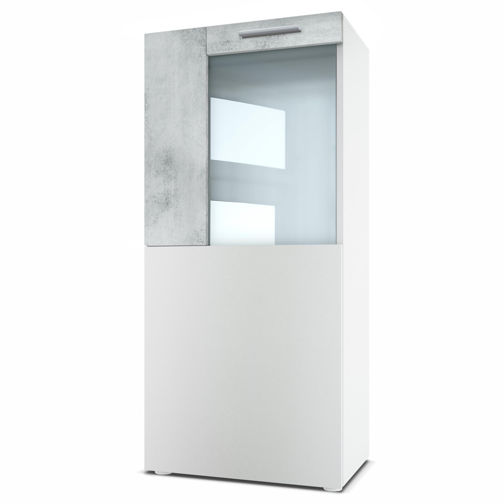 VITRINE Movie Absetzungen in Beton Oxid Optik - Hellgrau, Holzwerkstoff (50.5/111/32.5cm) - Vladon
