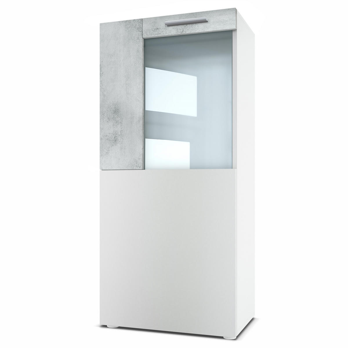 VITRINE Movie Absetzungen in Beton Oxid Optik - Hellgrau, Holzwerkstoff (50.5/111/32.5cm) - Vladon