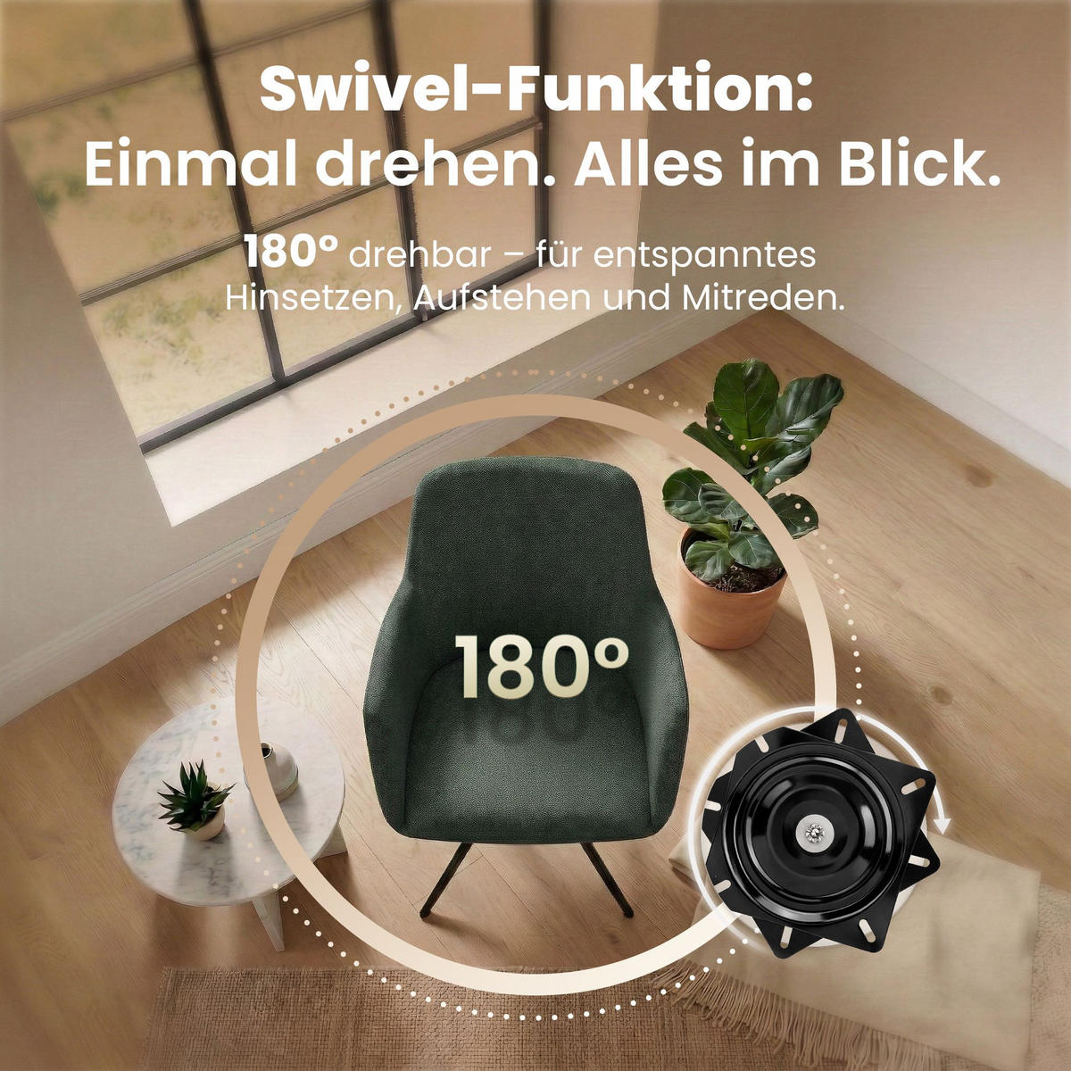 ARMLEHNENSTUHL Stoff Grün - Schwarz/Grün, Textil/Metall (56/81/62cm) - CLP