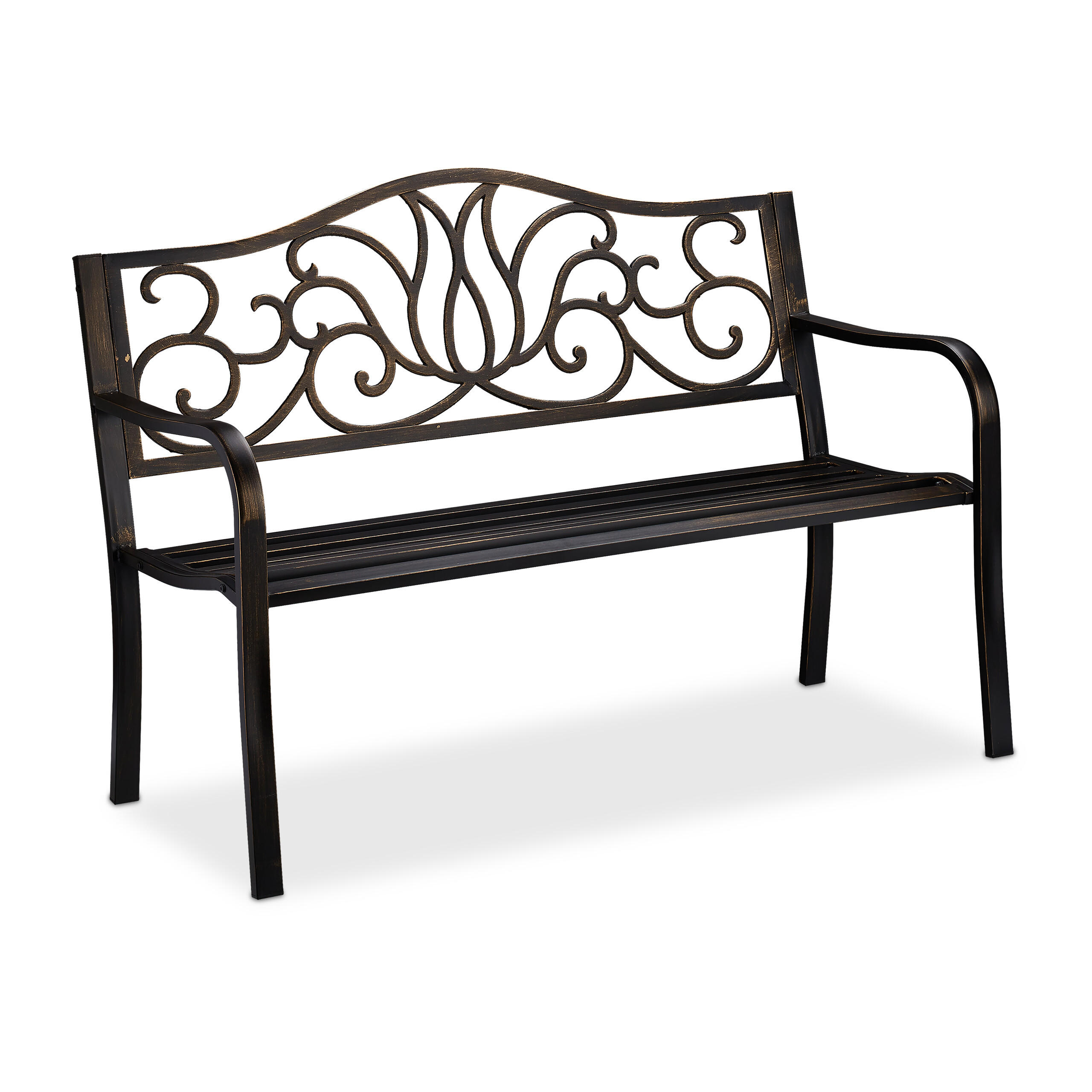 GARTENBANK - Braun, Metall (127.5/90/63cm) - Relaxdays