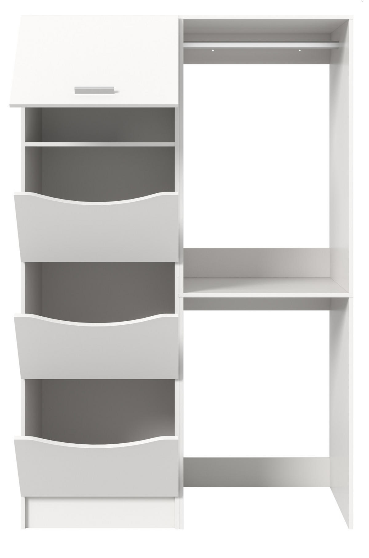 WASCHMASCHINENSCHRANK weiß Set 2-teilig 126 cm, Waschmaschinenumbau mit viel Stauraum - Silberfarben/Weiß, Glas/Holzwerkstoff (126/196/68cm) - Inn.Furn