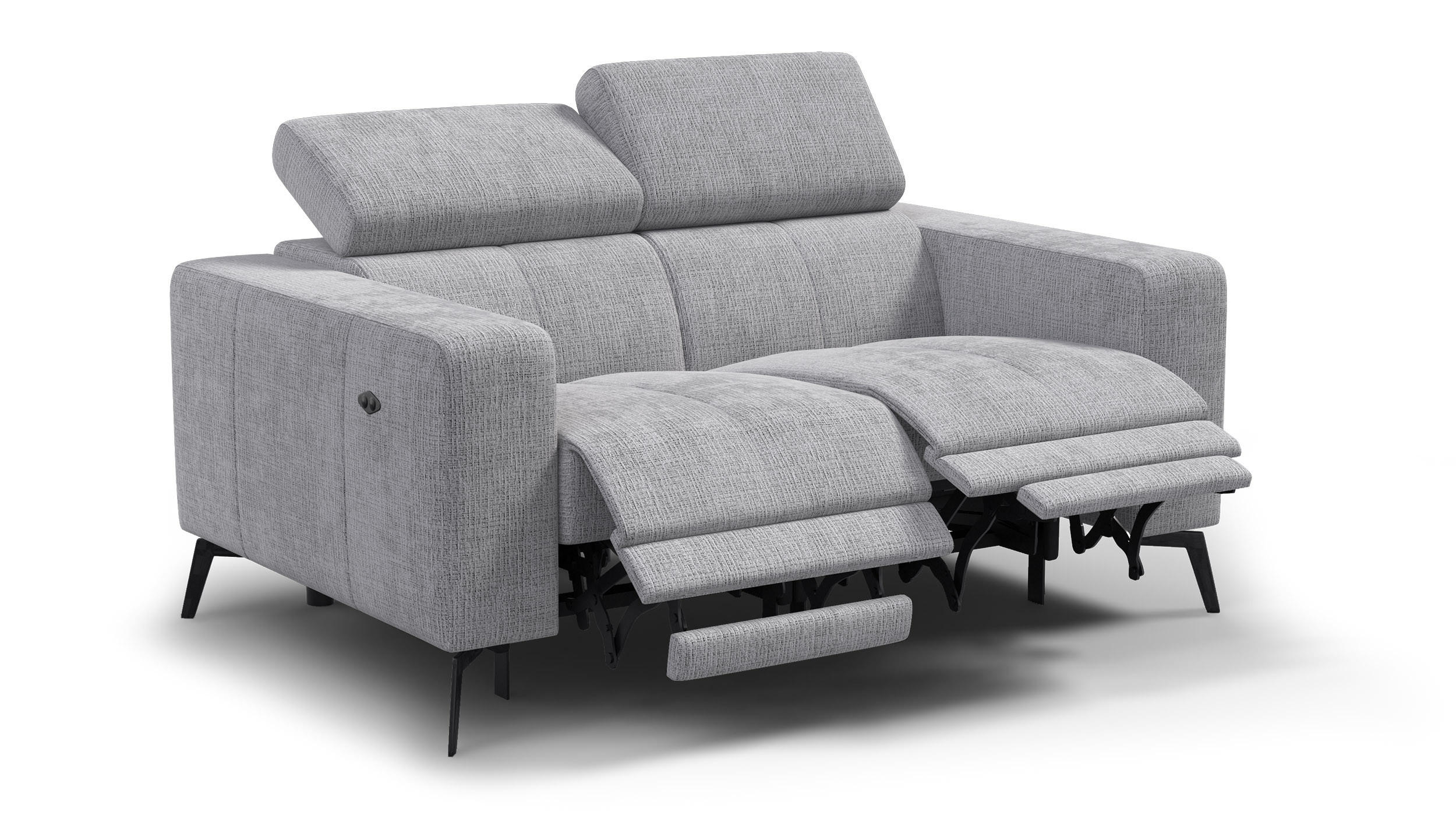 RELAXSOFA MORELLO 2-Sitzer, hellgrau, 2 x Relax Zero Gravity - Hellgrau, Holz/Textil (164/82/103cm) - Courtois Laville