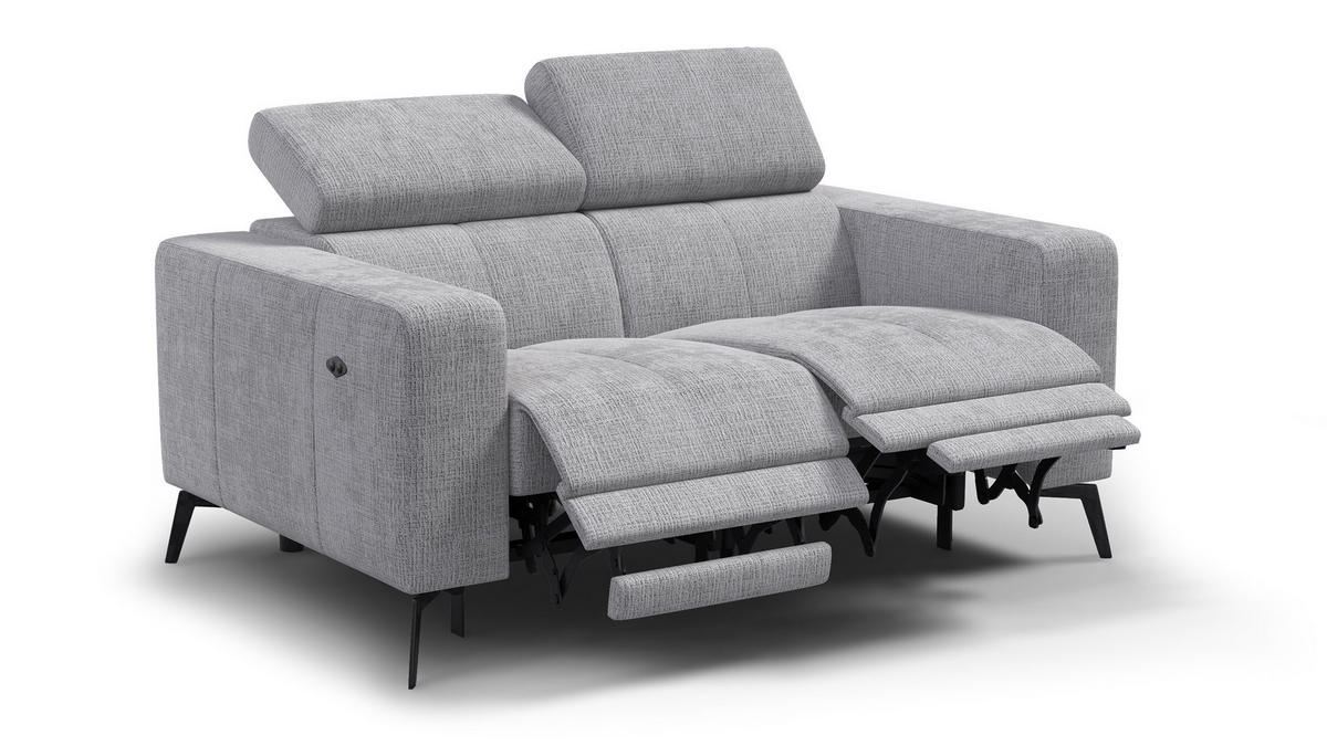 RELAXSOFA MORELLO 2-Sitzer, hellgrau, 2 x Relax Zero Gravity - Hellgrau, Holz/Textil (164/82/103cm) - Courtois Laville