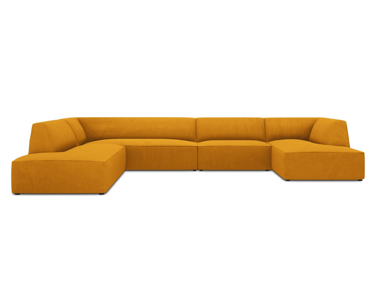 PANORAMASOFA links Ruby aus Cord gelb 7 Sitzplätze - Gelb, Textil (273/69/366cm) - Micadoni