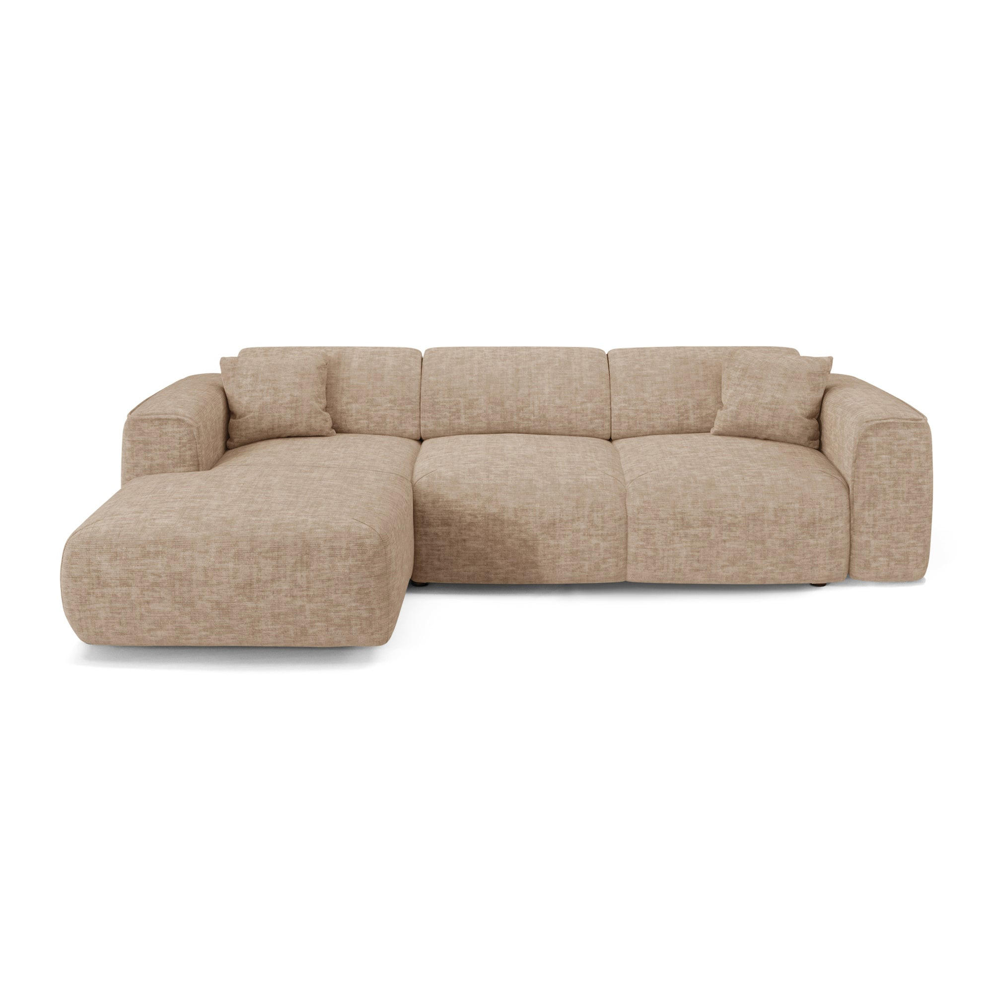 ECKSCHLAFSOFA Texturierter Samt Taupe 283cm - Taupe, Textil (283/180cm) - Sia Home