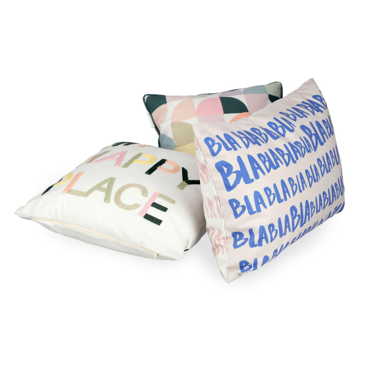 KISSENHÜLLE BLABLA - Blau, Textil (60/40cm) - Tom Tailor