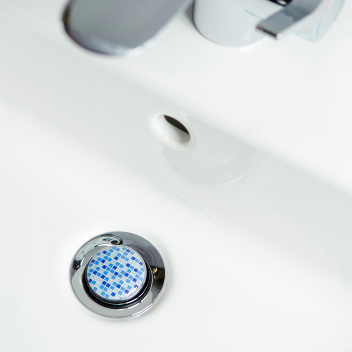 WASCHBECKENSTÖPSEL Mosaik Blau - Blau, Kunststoff/Metall (4/7/7cm) - Sanilo